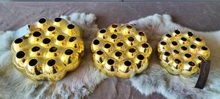 3x Aruba gouden vazen, Villa Pottery, goud
